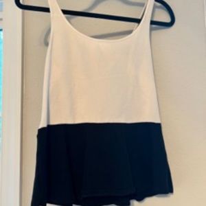 White and black peplum top